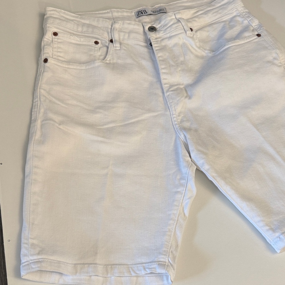 Zara Men White Denim Jean Shorts - Picture 4 of 6